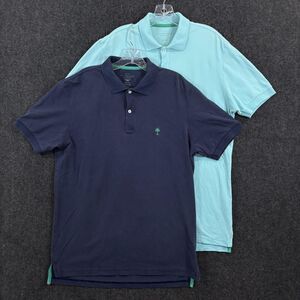 Lilly Pulitzer Polo Shirt Men's Medium Blue Navy Aqua Cotton Stretch Lot Of 2